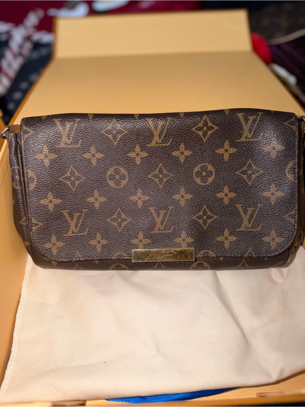 Louis Vuitton Brown Monogram Crossbody Clutch with Gold Hardware